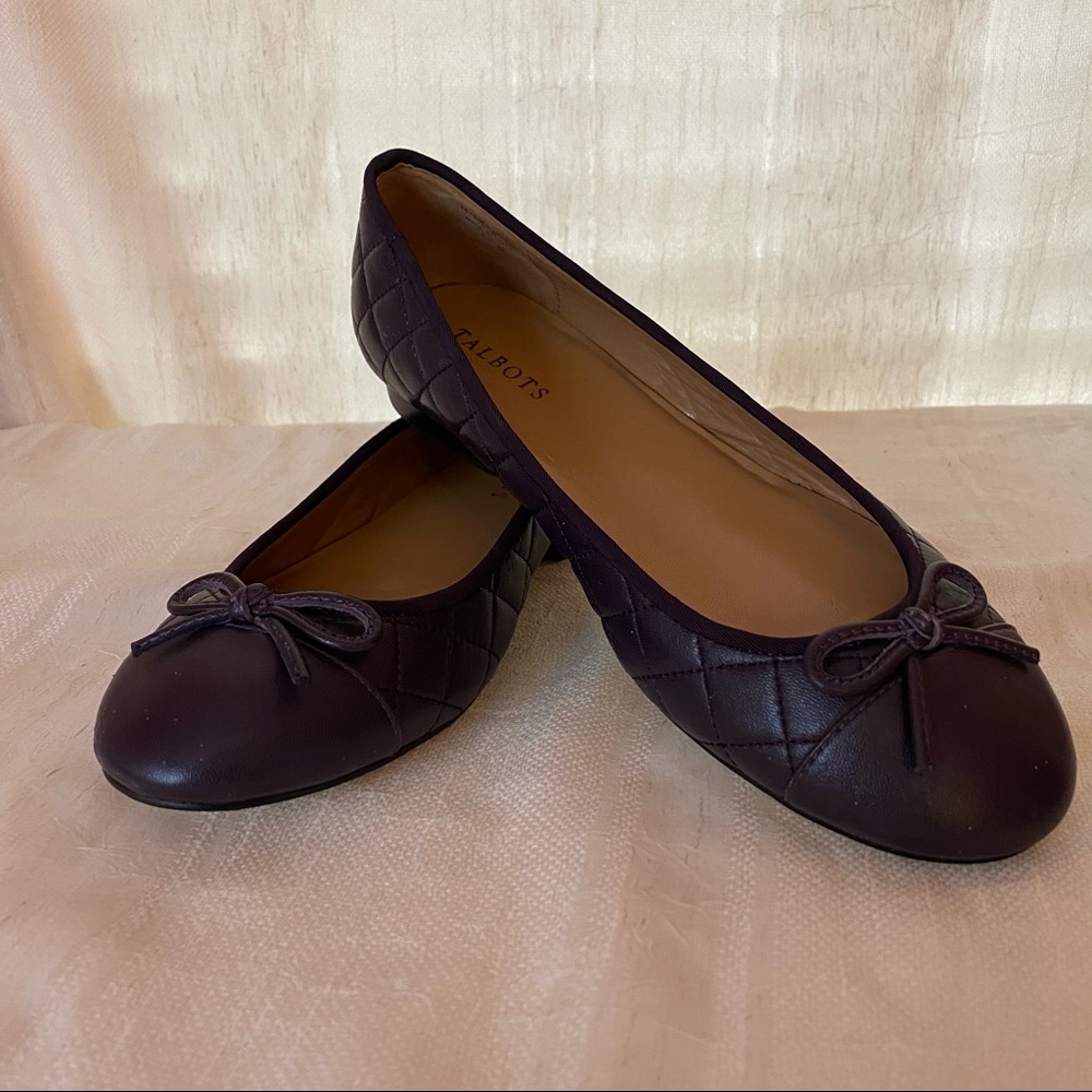 Talbots Corinne Quilted Ballet Flats 9.5W Aubergine Purple